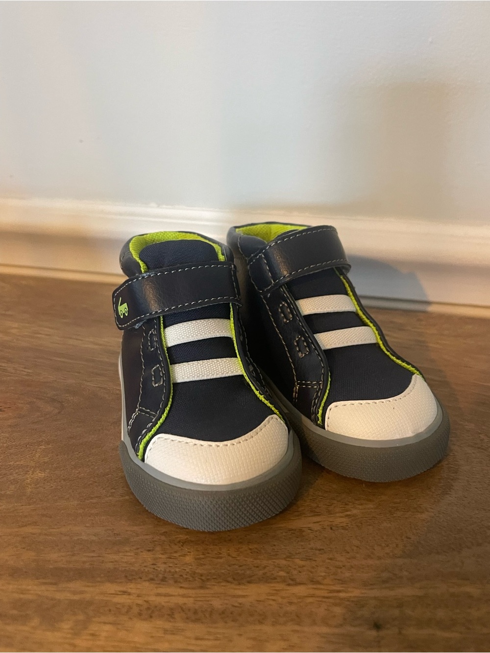 See Kai Run Navy, White & Lime Kids High-Top Sneakers